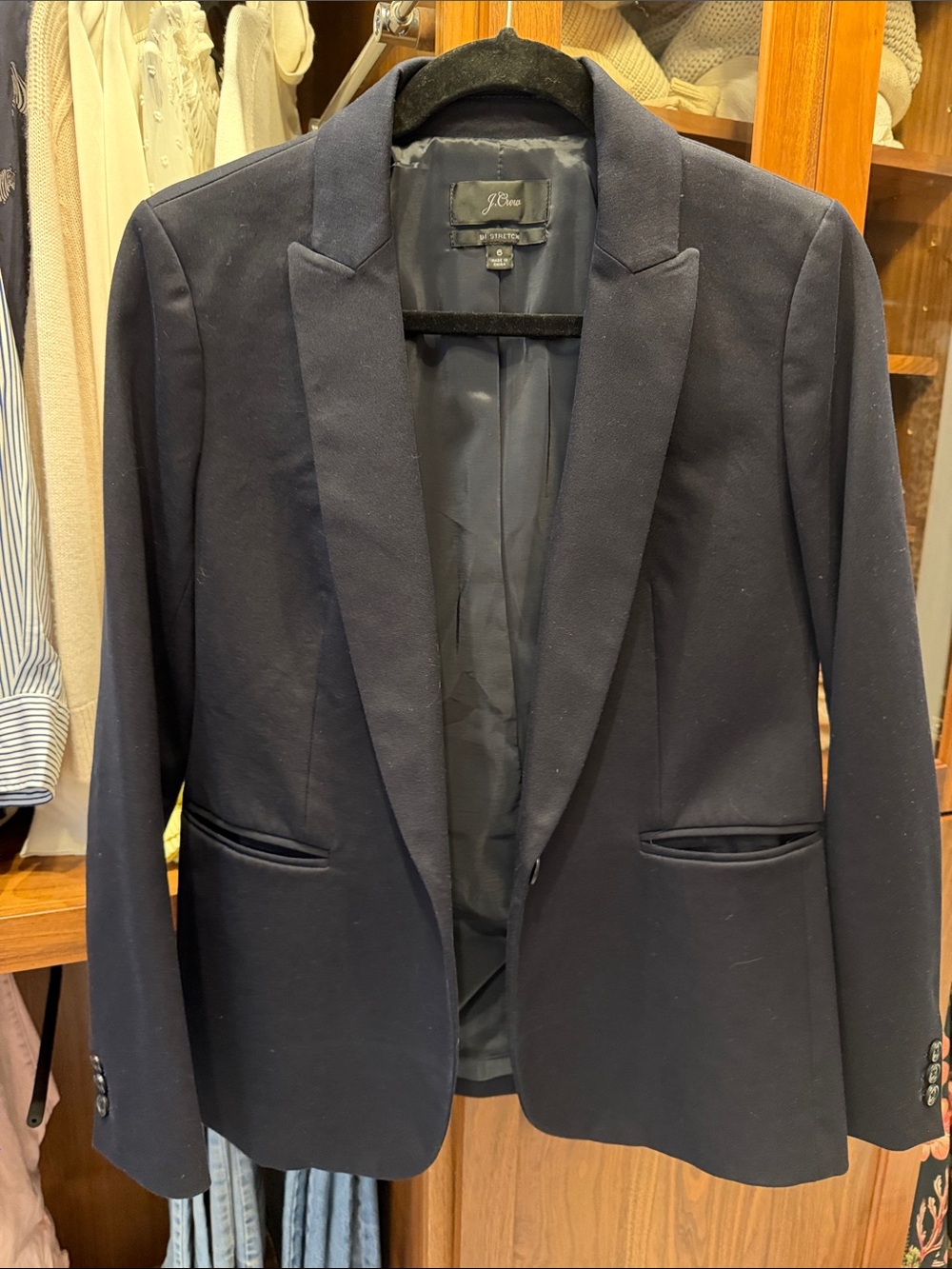 J. Crew Navy Single-Button Women's Blazer stretch Size 6